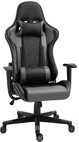 Vinsetto Gaming Chair, Computer Desk Chair, Racing Chair with Adjustable Height, Head Pillow and Lumbar Support for Adults, Black