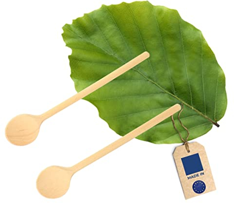 HOFMEISTER® Lot de 2 cuillères de cuisine en bois de hêtre, 25 cm, produit naturel : fait à la main, sans plastique, pas de rayures dans la casserole, non traitées, résistantes à la chaleur,