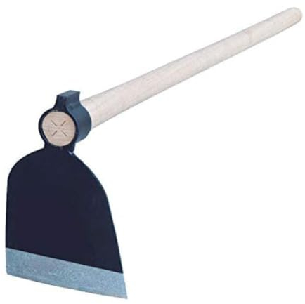 Azada con Mango - Diseño Templado y Forjado - Cabezal con Borde Afilado - Mango de Madera de 130 cm - Peso de 750 g - Ideal para Agricultura y Jardinería - Bikain