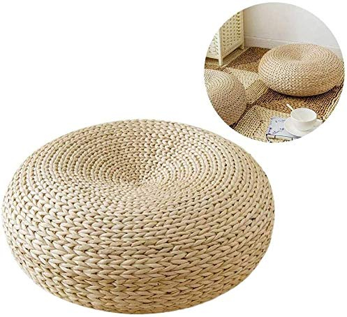 Japanischer Stil, gewebtes Strohkissen, handgewebt, rund, Tatami, Bodenkissen, handgefertigt, umweltfreundlich, Stroh, Flachsitzkissen, Strohfuton, Sitzkissen für Garten, Esszimmer, Dekoration