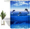 HEYOMART Shower Curtain Heavy Duty Polyester Fabric Waterproof Shower Curtain Liner, 3D Digital Painting Pattern for Shower Stall, Bathroom Curtains with 12 PCS Hooks (180x200cm, Ocean)