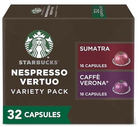Starbucks by Nespresso Dark Roast Variety Pack Kaffee (32 Stück Einzelportionskapseln, kompatibel mit Nespresso Vertuo Line System)