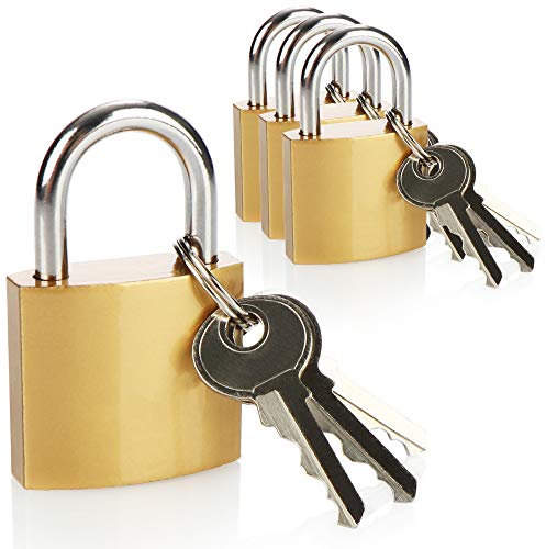 COM-FOUR® 4x Vorhängeschloss aus Metall - Vorhangschloss mit je 3 Schlüsseln, optimal als Koffer- und Gepäckschloss, Sicherheitsschloss mit gehärtetem Metallbügel