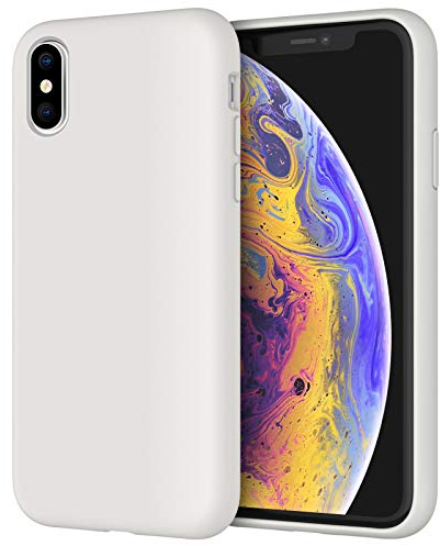 JETech Silicone Case for iPhone X, iPhone XS, 5.8-Inch, Silky-soft touch Full-Body Protective Case, Shockproof cover with Microfiber Lining (White)