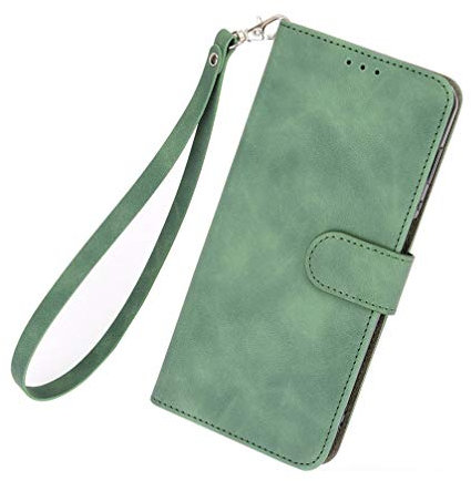 BRAND SET Hülle für OnePlus 9 Pro Leder Handyhülle Kunstleder Flip Case mit Sicherer Magnetverschlussverriegelung Handy Lanyard Klappbar Schutzhülle für OnePlus 9 Pro(Grün)