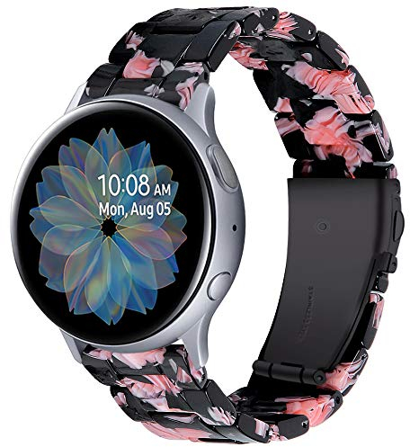 Miimall Kompatibel mit Samsung Galaxy Watch 5/5 Pro/4/4 Classic/Watch 3/Active 2 Armband, 20mm Harz Resin Ersatzarmband Wasserdichtes Uhrenarmband für Galaxy Watch 42mm - Schwarz Rot