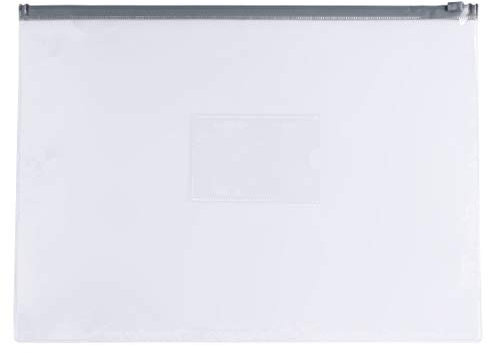 Pack of 12 A3 Clear Zippy Bags with Grey Zip