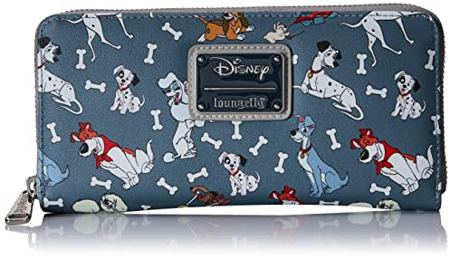 Loungefly Disney Dogs Geldbörse mit umlaufendem Reißverschluss, Kunstleder, Grau, Einheitsgröße, Geldbörse mit Reißverschluss