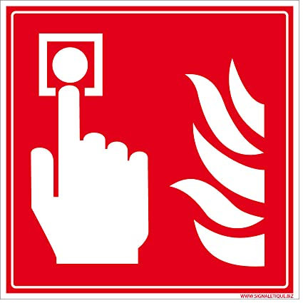 Signalétique.biz - Panneau Indicateur Incendie - Alarme Extincteur - Aluminium 2 mm, 125x125 mm