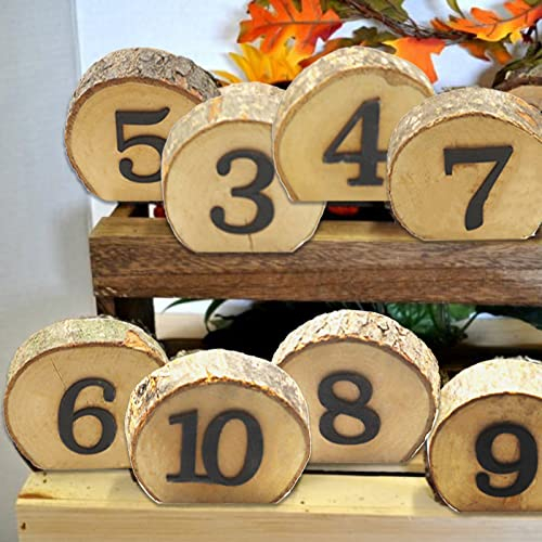Andoer Hochzeit Tischnummer, 1-10 Holz Tischnummer Rustikale Party Hochzeit Dekoration Zahlenblöcke Professionelle Tischnummern für Hochzeitsempfang und Tischparty Dekorationen