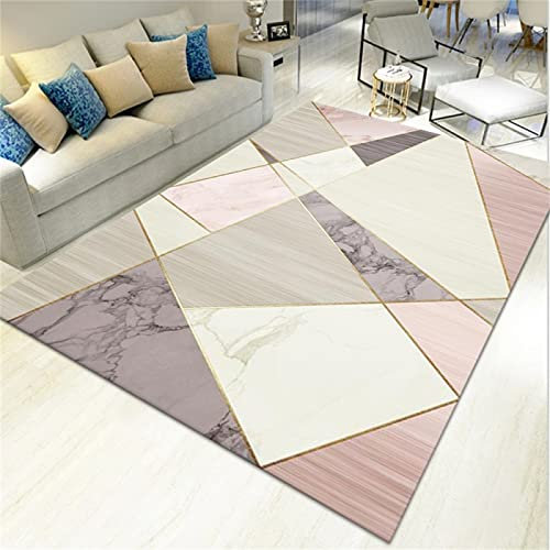 DJHWWD Deco Chambre Bébé Rose Tapis moumoute 100x200cm Tapis pour Bebe Imprimé Cristal Velours Chambre Abstrait Deco Chambre Garcon Tapis bébé Anti Derapant Tapis