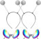 Vibbang 2 Stück Alien Brille Kostüm Sonnenbrille, 2 Stück Lustige Martian Antenne Stirnband, Party Brillen, Dekorative Alien Space Kostüm Cosplay Party Rave Accessoires Halloween Karneval (Silber)