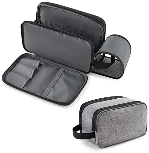 Lifewit Trousse de Toilette pour Homme, Grande Trousse de Rasage pour Le Voyage avec Double Fermeture éclair, Organisateur de Salle de Bain, de Voyage Résistant à l'eau pour Les Articles, Grand, Gris