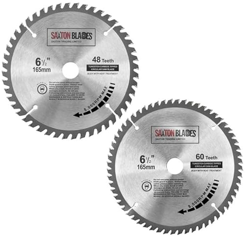 TCT165MXBSK Saxton TCT Circular Wood Saw Blades 165mm x 20mm (16mm Ring) Pack B Compatible with Bosch Makita Dewalt etc