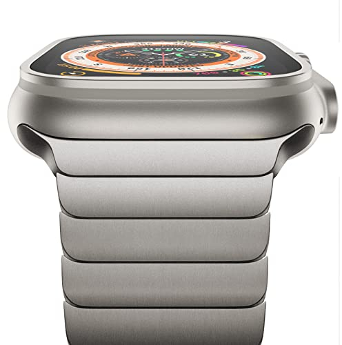 NewWays 49mm 46mm 45mm 44mm 42mm(Serie 3 2 1) Kompatibel mit Apple Watch Armband,Edelstahl Gliederarmband Ersatzarmbänder Geeignet für iWatch Ultra 2/Ultra,Series 10/9/8/7/6/5/4/3/2/1/SE,Titan