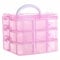 SUL 3 Tier Transparent Stackable Storage Box with 18 Compartments, Craft, Lego, Toys Storage Box with Carry Handle, Storing & Organising Jewellery, Arts & Crafts, Tools. (Pink)