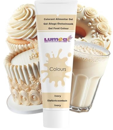 DKZBR Lebensmittelfarbe Gel, 30g, Tube für Fondant, Marzipan etc. Backzubehör Tortendekoration (Elfenbein)