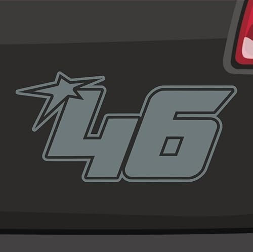Generisch Startnummer 46 Aufkleber Sticker Auto Start Run Race Zahl MTB Motorrad 20x10cm Farbe: Grau
