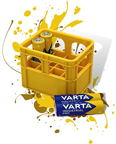 Batterie Bier Kasten Batteriekasten Batteriekiste Batteriebox Aufbewahrungsbox Minikiste Minibox für Aufbewahrung von Batterien AA, AAA, 9V, Leerkiste - 3D gedruckt (AA, Gelb)