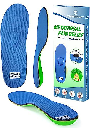 Trustfeet Solette resistenti per il sollievo dal dolore metatarsale per metatarsalgia, neuroma di Morton, sollievo dal dolore alla pianta del piede, fascite plantare, plantari di supporto per arco-F