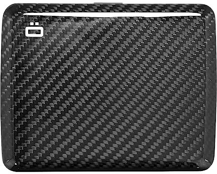 ÖGON -DESIGNS- Portefeuille en véritable Fibre de Carbone, Grande capacité avec Fermoir en métal, Protection RFID Contre la fraude et la démagnétisation, modèle Smart Case Oslo Large