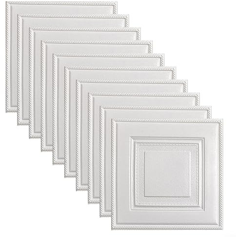 RANRAO 10 Stück 3D-Selbstklebende Fliesen-Stein-Ziegel-Wandaufkleber, weiche Schaumstoffplatten