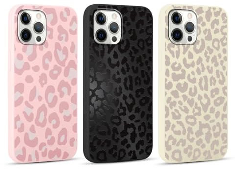 RUMDEY 3 Pack Cute Cheetah Print for iPhone 12 Pro Max 6.7 Phone Case, Leopard Aesthetic Design Cases Soft Silicone Slim TPU Shockproof Protective Fundas for Women Girls