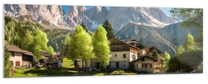 Bilder auf Glas 160x50cm Wandbild Glasdruck Architektur Landschaften - 5814 | Gebirge Landschaft Alpen Panorama Groß XXL Modern Dekoration Wohnzimmer Schlafzimmer Küche Wanddeko Kunstdruck Art ARTTOR