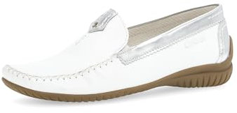 Gabor Damen Slipper, Frauen Slip On,Leichte Mehrweite (G),Businessschuhe,Slip-ons,Mokassins,Halbschuhe,Loafer,Weiss/Silber,41 EU / 7.5 UK