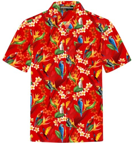 Hawaii Hemd Männer Baumwolle Größe S - 8XL Herren Hawaiihemd Kurzarm Papageien