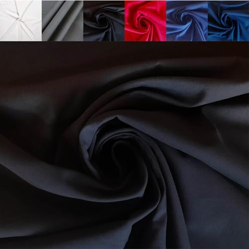 Baumwolle Stoff Meterware uni - Baumwollstoff einfarbig - Popeline Webware - BW Fahnentuch - günstiger Cretonne ÖkoTex 100 *Ab 50 cm, Farbe: 088 rauchschwarz