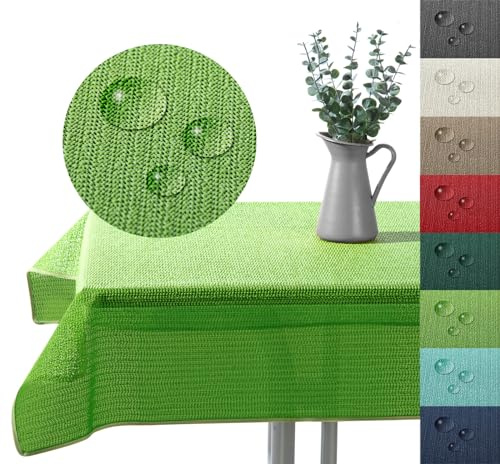 Outdoor Tischdecke Gartentischdecke wasserfest wetterbeständig rutschfest waschbar Outdoortischdecke Weichschaum Garten Balkon Camping Party Tischdeko Typ883 hellgrün 130x160 cm eckig