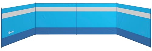 Outsunny Windschutz faltbar Camping Sichtschutz mit Lichtquellenfenster Heringen Seilen Windfang Zaun Strandwindschutz Strandschutz für Camping Garten, Strand, Terrasse 725 x 140 cm Blau