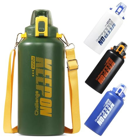 Wenlim 1.8 litri Borraccia Termica in Acciaio Inox con Cannuccia grande Bottiglia Termica in Acciaio Inossidabile Borracce Termiche per Caffè, Tè (Verde)