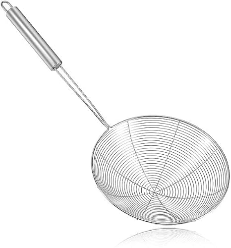 TreegoArt Stainless Steel Spider Strainer Skimmer - Deep Fryer Ladle And Food Strainer For Efficient Cooking And Frying For Home And Kitchen - 15 Inches Length