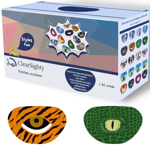 x50 patches oculaires enfants pour traitement de l'Amblyopie (oeil-paresseux) - Thème animalier ! Cache Oeil enfant