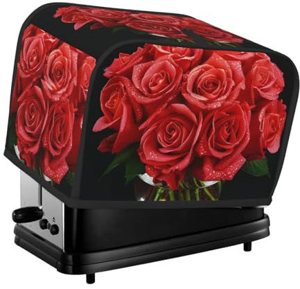 Copertura per tostapane a due fette con rosa rossa 1 stampa per piccoli elettrodomestici da cucina protezione per impronte digitali