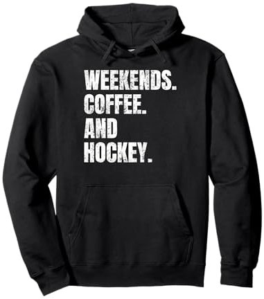 Am Wochenende, Kaffee und Hockey, Retro-Fan, Hockeyliebhaber, lustig Pullover Hoodie