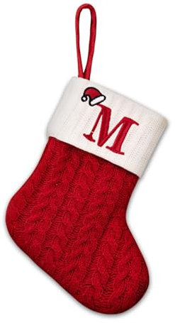 Sleeleece Personalisierte Weihnachtsstrümpfe mit Buchstaben Weihnachtssocke 20 cm Bestickter Nikolausstrumpf Christmas Stockings Nikolausstiefel Nikolaussocken zum Befüllen & Aufhängen für Süßigkeiten