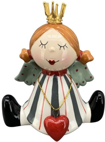 Pommerntraum ® | Dekorationsfigur Schutzengel Engel Glücksengel Weihnachtsengel Keramikengel Mollyengel Nana Rubensengel (Herzchen + Krone)