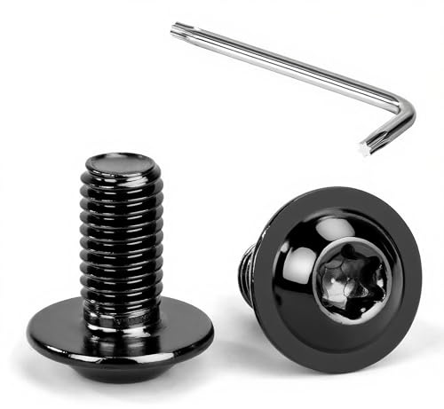 Tunejoy Tornillos de Cabeza Alomada Torx con Brida M8 x 16 mm Negro Tornillo de Cabeza Hexagonal de Acero Inoxidable A2 V2A Tornillos Máquina con Allen Rosca Completa 20 Piezas