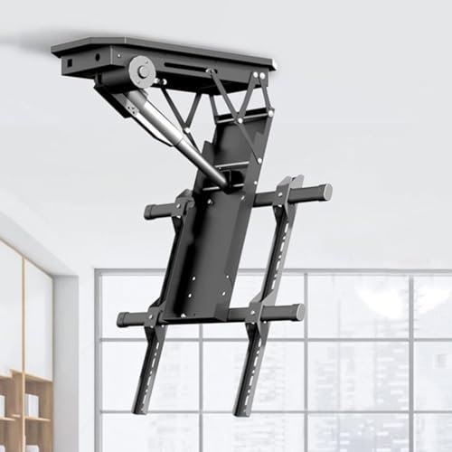 Flip Down Motorised TV Bracket,TV Wall Mount Ceiling TV Mount,with Remote Control and Switch Control Wall Brackets,Telescopic Electric TV Lift,50-90Inch