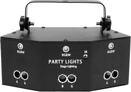 Luz estroboscópica LED DJ con control DMX, mando a distancia para fiestas, DJ, clubes, bares, bodas, festivales, 10 W, LED, 12 patrones de efectos