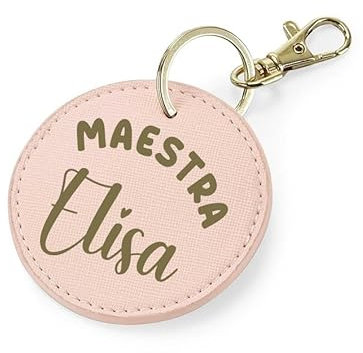 Mr. Gadgets Portachiavi Eco Pelle Personalizzabile con Nome - Regalo Per Maestra Personalizzabile con Nome (Speciale Fine Anno, Maestra/Maestro)