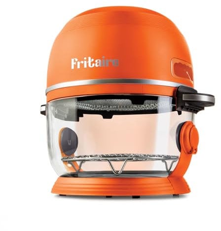 Fritaire 4.7L Glass Bowl Air Fryer with Rotisserie and French Tumbler, Self Cleaning,Orange