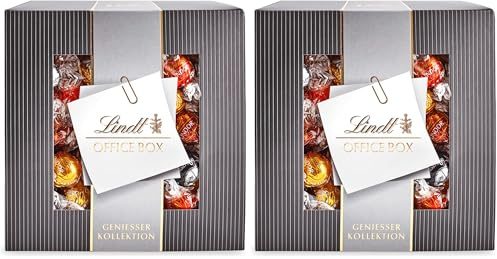 Lindt Schokolade LINDOR Home Office Box | 935 g | Ca. 74 Kugeln mit zartschmelzender Füllung, Sorten: Milch, Dark 60%, Weiß, Haselnuss, Caramel | Pralinen- und Schokoladengeschenk | Großpackung