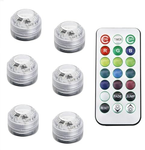 3 Pack Mini Submersible LED Lights with Remote Small Waterproof RGB Color Changing Underwater Tea Lights Battery Operated Flameless Light for Pools Aquariums Vases Pond Garden Parties Holidays