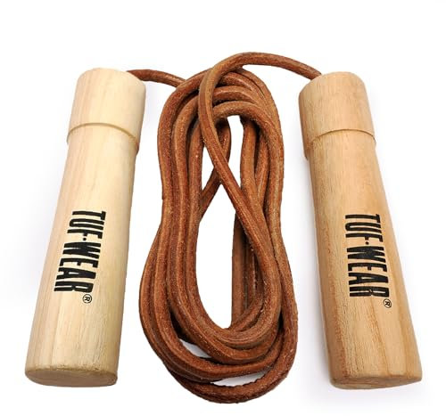 Tuf Wear Leather Skipping Rope Premium Speed Rope with Ergonomic Wooden Handles Ideal for Boxers, Athletes & Fitness Training Durable & Tangle-Free 8