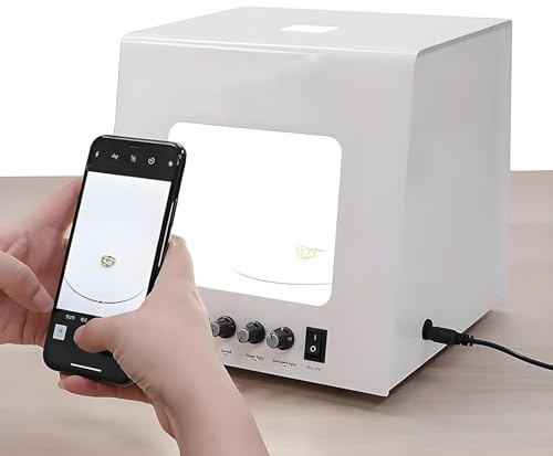 STIDEsknautic Caja de luz para fotografía de 20/30cm,Softbox con Plato Giratorio Regulable,Velocidad de rotación Ajustable,para fotografía de Joyas y Objetos pequeños 30CM