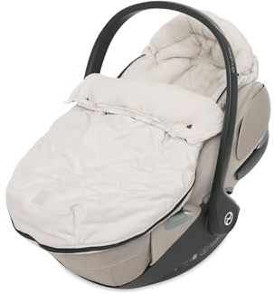 Jollein Fußsack Embossed – Sand – Für Babyschale Kinderautositz Gruppe 0+ und Kinderwagen – Für 3-Punkt- und 5-Punkt-Gurt – Geprägtes Design und Fleecefutter
